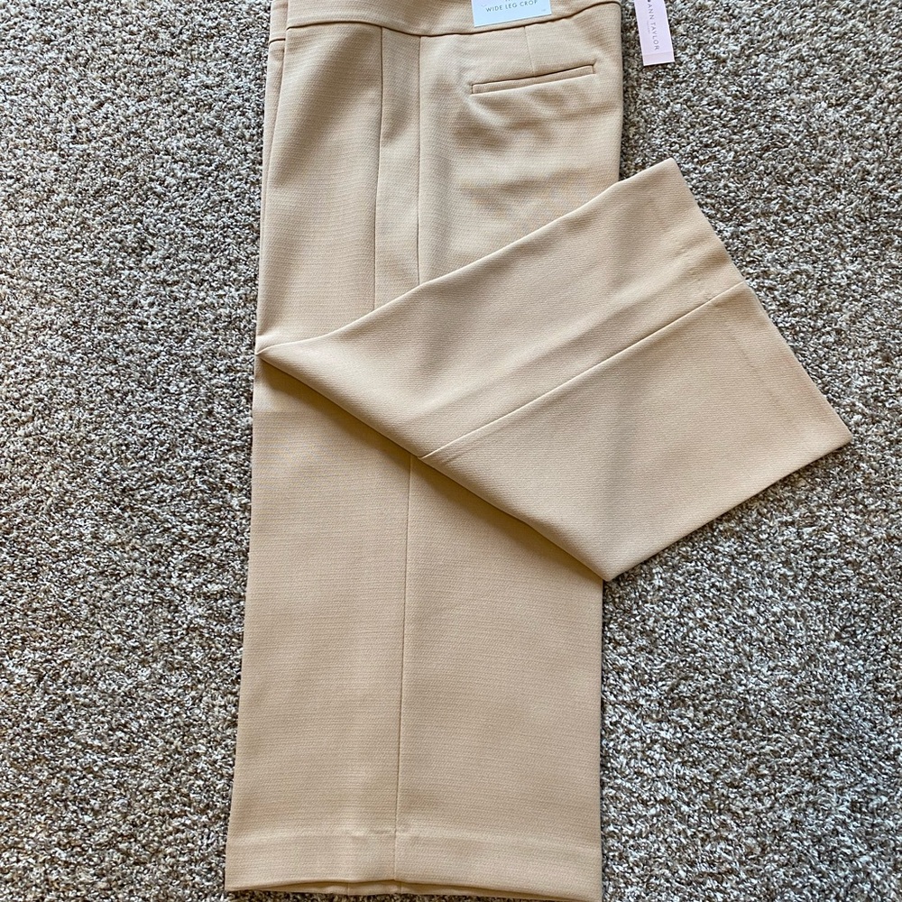 Ann Taylor Wide Leg Dress Cropped Pants Slacks Beige - Size 12P